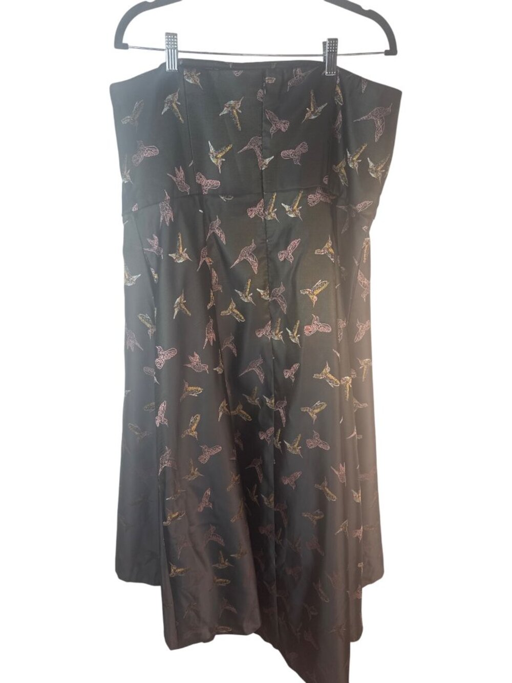 Hutch Black Size 16 Strapless Satiny Dress With Multicolor Bird Print Size - Picture 11 of 16